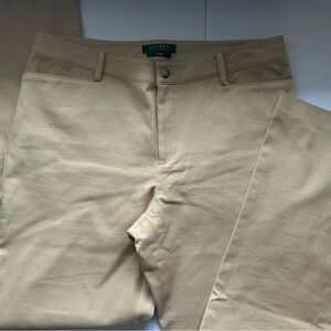 Lauren Ralph Lauren Catlin Tan Khaki Straight Leg Cotton Stretch Pants